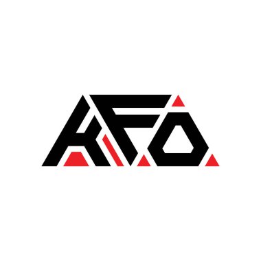 Üçgen şekilli KFO üçgen harf logosu tasarımı. KFO üçgeni logo tasarımı monogramı. Kırmızı renkli KFO üçgen vektör logo şablonu. KFO üçgen logosu Basit, Zarif ve Lüks Logo. KFO