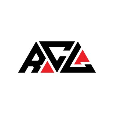 Üçgen şekilli RCL üçgen harf logosu tasarımı. RCL üçgen logo tasarımı monogramı. Kırmızı renkli RCL üçgen vektör şablonu. RCL üçgen logosu Basit, Zarif ve Lüks Logo. RCL