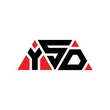 Üçgen şekilli YSD üçgen harf logosu tasarımı. YSD üçgen logo tasarımı monogramı. Kırmızı renkli YSD üçgen vektör logo şablonu. YSD üçgen logosu Basit, Zarif ve Lüks Logo. YSD