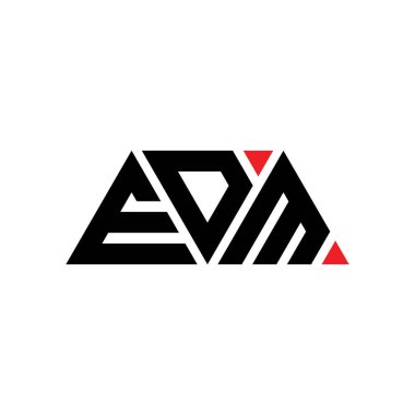 Üçgen şekilli EDM üçgen harf logosu tasarımı. EDM üçgen logo tasarımı monogramı. Kırmızı renkli EDM üçgen vektör şablonu. EDM üçgen logosu Basit, Zarif ve Lüks Logo. EDM