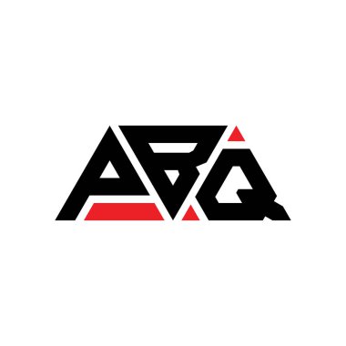 Üçgen şekilli PBQ üçgen harf logosu tasarımı. PBQ üçgen logo tasarımı monogramı. Kırmızı renkli PBQ üçgen vektör şablonu. PBQ üçgen logosu Basit, Zarif ve Lüks Logo. PBQ