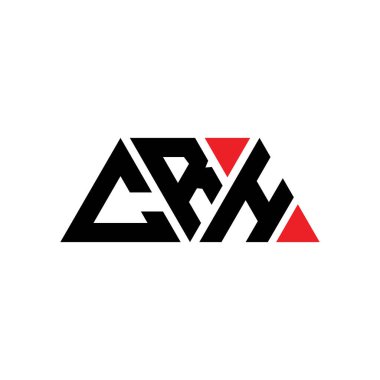 Üçgen şekilli CRH üçgen harf logosu tasarımı. CRH üçgen logo tasarımı monogramı. Kırmızı renkli CRH üçgen vektör şablonu. CRH üçgen logosu Basit, Zarif ve Lüks Logo. CRH