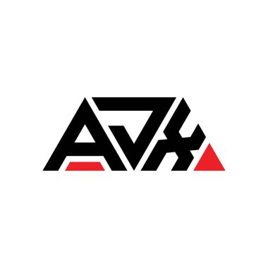 Üçgen şekilli AJX üçgen harf logosu tasarımı. AJX üçgen logo tasarımı monogramı. Kırmızı renkli AJX üçgen vektör şablonu. AJX üçgen logosu Basit, Zarif ve Lüks Logo. AJX