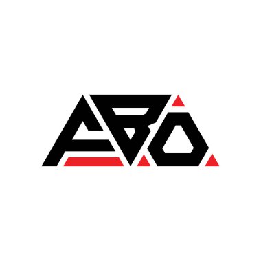 Üçgen şekilli FBO üçgen harf logosu tasarımı. FBO üçgen logo tasarımı monogramı. Kırmızı renkli FBO üçgen vektör şablonu. FBO üçgen logosu Basit, Zarif ve Lüks Logo. FBO