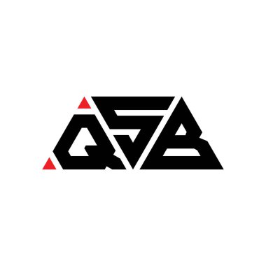 Üçgen şekilli QSB üçgen harf logosu tasarımı. QSB üçgen logo tasarımı monogramı. Kırmızı renkli QSB üçgen vektör şablonu. QSB üçgen logosu Basit, Zarif ve Lüks Logo. QSB