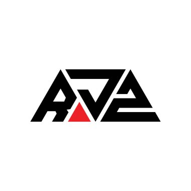 Üçgen şekilli RJZ üçgen harf logosu tasarımı. RJZ üçgen logo tasarımı monogramı. Kırmızı renkli RJZ üçgen vektör logo şablonu. RJZ üçgen logosu Basit, Zarif ve Lüks Logo. RJZ