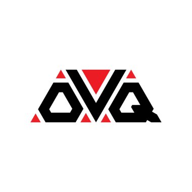 Üçgen şekilli OVQ üçgen harf logosu tasarımı. OVQ üçgen logo tasarımı monogramı. Kırmızı renkli OVQ üçgen vektör şablonu. OVQ üçgen logosu Basit, Zarif ve Lüks Logo. OVQ