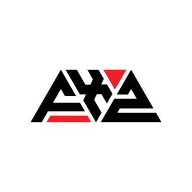 Üçgen şekilli FXZ üçgen harf logosu tasarımı. FXZ üçgen logo tasarımı monogramı. Kırmızı renkli FXZ üçgen vektör logo şablonu. FXZ üçgen logosu Basit, Zarif ve Lüks Logo. FXZ
