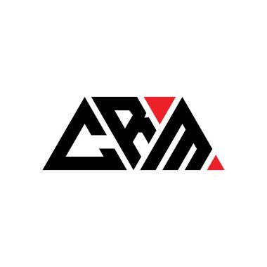 Üçgen şekilli CRM üçgen harf logosu tasarımı. CRM üçgen logo tasarımı monogramı. Kırmızı renkli CRM üçgen vektör şablonu. CRM üçgen logosu Basit, Zarif ve Lüks Logo. CRM