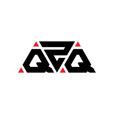 Üçgen şekilli QZQ üçgen harf logosu tasarımı. QZQ üçgen logo tasarımı monogramı. Kırmızı renkli QZQ üçgen vektör şablonu. QZQ üçgen logosu Basit, Zarif ve Lüks Logo. QZQ