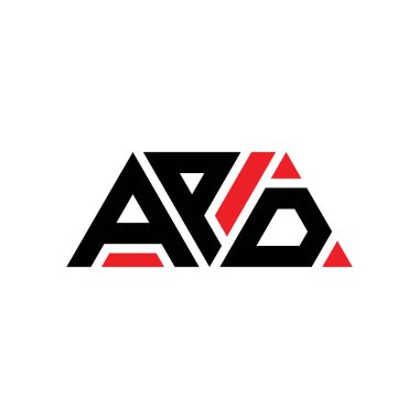 Üçgen şekilli APD üçgen harf logosu tasarımı. APD üçgen logo tasarımı monogramı. APD üçgen logo şablonu kırmızı renkte. APD üçgen logosu Basit, Zarif ve Lüks Logo. Polis.