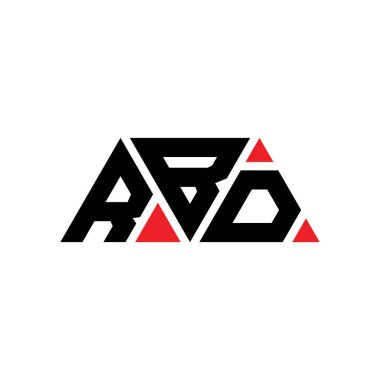 Üçgen şekilli RBD üçgen harf logosu tasarımı. RBD üçgen logo tasarımı monogramı. Kırmızı renkli RBD üçgen vektör logo şablonu. RBD üçgen logosu Basit, Zarif ve Lüks Logo. RBD