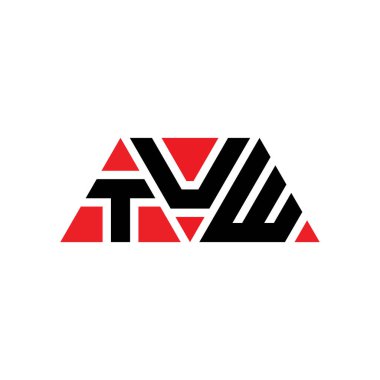 Üçgen şekilli TUW üçgen harf logosu tasarımı. TUW üçgen logo tasarımı monogramı. Kırmızı renkli TUW üçgen vektör logo şablonu. TUW üçgen logosu Basit, Zarif ve Lüks Logo. TUW