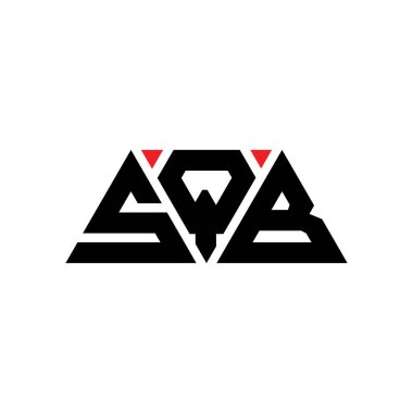 Üçgen şekilli SQB üçgen harf logosu tasarımı. SQB üçgen logo tasarımı monogramı. Kırmızı renkli SQB üçgen vektör şablonu. SQB üçgen logosu Basit, Zarif ve Lüks Logo. SQB