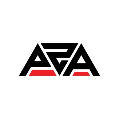 Üçgen şekilli PZA üçgen harf logosu tasarımı. PZA üçgen logo tasarımı monogramı. Kırmızı renkli PZA üçgen vektör şablonu. PZA üçgen logosu Basit, Zarif ve Lüks Logo. PZA