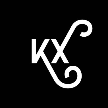 Siyah arkaplanda KX harfli logo tasarımı. KX yaratıcı harflerin baş harfleri logo kavramı. kx harf tasarımı. Siyah arkaplanda KX beyaz harf tasarımı. K X, k x logosu