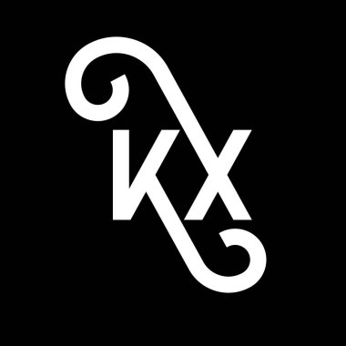 Siyah arkaplanda KX harfli logo tasarımı. KX yaratıcı harflerin baş harfleri logo kavramı. kx harf tasarımı. Siyah arkaplanda KX beyaz harf tasarımı. K X, k x logosu