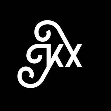 Siyah arkaplanda KX harfli logo tasarımı. KX yaratıcı harflerin baş harfleri logo kavramı. kx harf tasarımı. Siyah arkaplanda KX beyaz harf tasarımı. K X, k x logosu