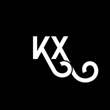 Siyah arkaplanda KX harfli logo tasarımı. KX yaratıcı harflerin baş harfleri logo kavramı. kx harf tasarımı. Siyah arkaplanda KX beyaz harf tasarımı. K X, k x logosu