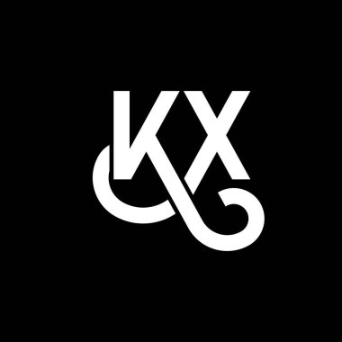 Siyah arkaplanda KX harfli logo tasarımı. KX yaratıcı harflerin baş harfleri logo kavramı. kx harf tasarımı. Siyah arkaplanda KX beyaz harf tasarımı. K X, k x logosu