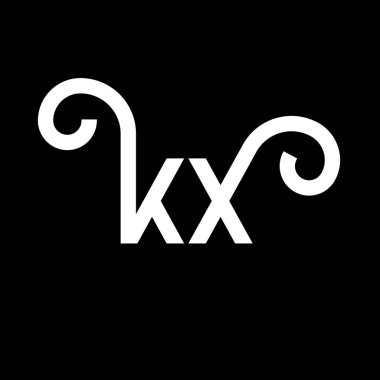 Siyah arkaplanda KX harfli logo tasarımı. KX yaratıcı harflerin baş harfleri logo kavramı. kx harf tasarımı. Siyah arkaplanda KX beyaz harf tasarımı. K X, k x logosu