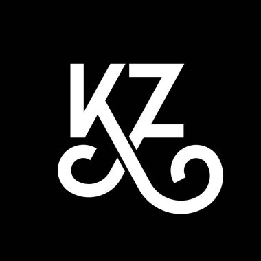 KZ Harf Logosu Tasarımı. İlk harfler KZ logo simgesi. Soyut harf KZ minimal logo tasarım şablonu. Siyah renkli K Z harfi tasarım vektörü. kz logosu