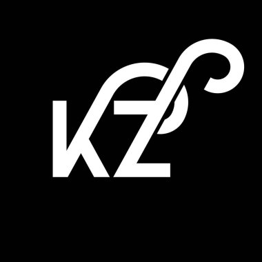 KZ Harf Logosu Tasarımı. İlk harfler KZ logo simgesi. Soyut harf KZ minimal logo tasarım şablonu. Siyah renkli K Z harfi tasarım vektörü. kz logosu