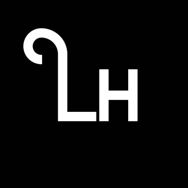 LH Harf Logosu Tasarımı. İlk harfler LH logo simgesi. Soyut harf LH minimal logo tasarım şablonu. Siyah renkli L H harfi tasarım vektörü. Logom.