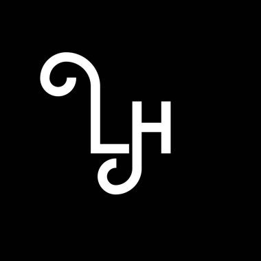 LH Harf Logosu Tasarımı. İlk harfler LH logo simgesi. Soyut harf LH minimal logo tasarım şablonu. Siyah renkli L H harfi tasarım vektörü. Logom.