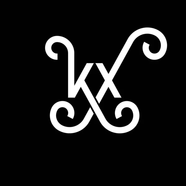 黑色背景上的Kx字母标识设计 Kx创意的首字母首字母标识概念 Kx字母设计 黑色背景上的Kx白色字母设计 Logo — 图库矢量图片
