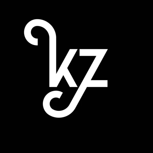 Kzレターロゴデザイン 当初の文字Kzロゴアイコン アブストラクトレターKz最小ロゴデザインテンプレート ブラックカラーのK Z文字デザインベクトル Kzロゴ — ストックベクタ