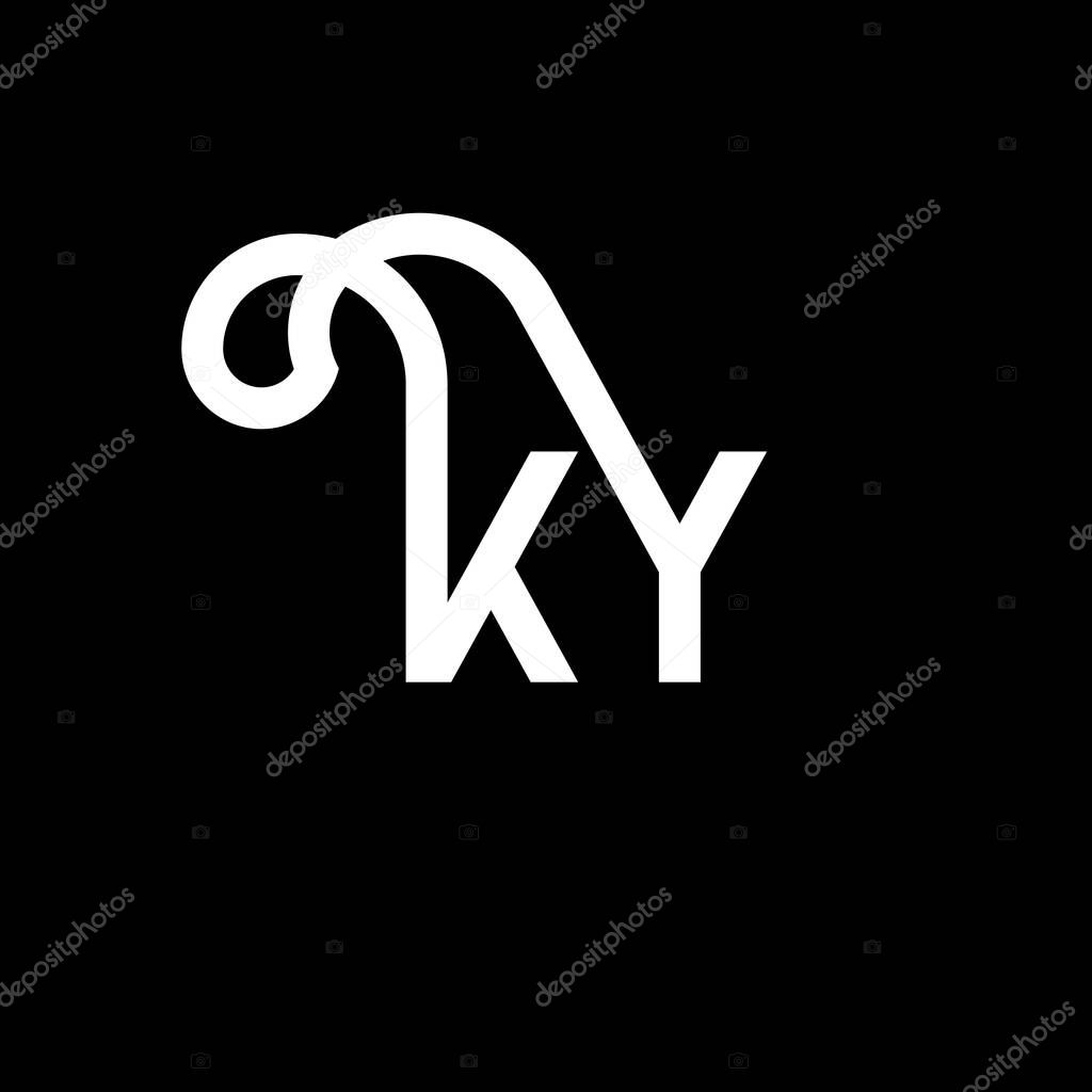 KY letter logo design on black background. KY creative initials letter logo concept. ky letter design. KY white letter design on black background. K Y, k y logo