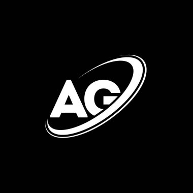 AG A G harfi logo tasarımı. İlk harf AG bağlı daire büyük harf monogram logosu kırmızı ve mavi. AG logosu, G tasarımı. Ag, bir g