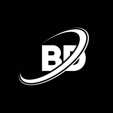 BD B D harfli logo tasarımı. İlk harf BD bağlı daire büyük harfli monogram logo kırmızı ve mavi. BD logosu, B D tasarımı. bd, b d