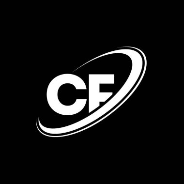 CF C F harfi logo tasarımı. İlk harf CF bağlı daire büyük harfli monogram logo kırmızı ve mavi. CF logosu, C F tasarımı. cf, c f