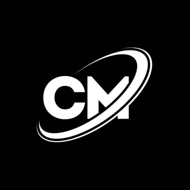 CM C M harfi logo tasarımı. İlk harf CM bağlı daire büyük harf monogram logosu kırmızı ve mavi. CM logosu, C M tasarımı. cm, c m