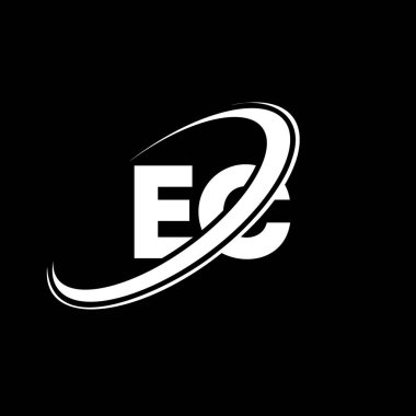 EC E C harfi logo tasarımı. İlk harf AK bağlı daire büyük harfli monogram logo kırmızı ve mavi. AK logosu, E C tasarımı. ec, e c