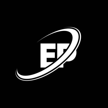 EP E P harfi logo tasarımı. İlk harf EP bağlı daire büyük harfli monogram logo kırmızı ve mavi. EP logosu, E P tasarımı. Ep, e p, E & P