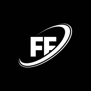 FF F harfi logo tasarımı. İlk harf FF bağlı daire büyük harf monogram logosu kırmızı ve mavi. FF logosu, F F tasarımı. f, f