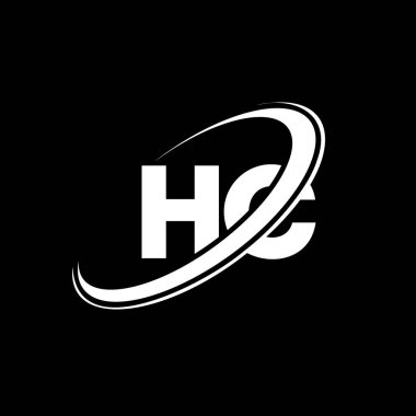 HC H C harfi logo tasarımı. İlk harf HC bağlı daire büyük harfli monogram logo kırmızı ve mavi. HC logosu, H C tasarımı. hc, h c