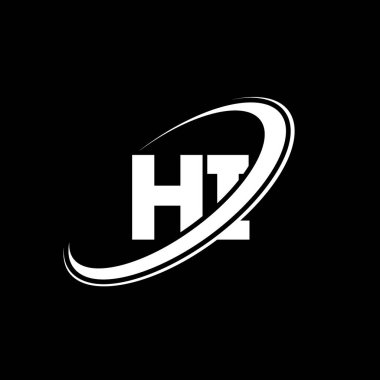 Harf logosu tasarımı. İlk harf HI bağlı daire büyük harfli monogram logo kırmızı ve mavi. Merhaba, H I tasarımı. Merhaba.