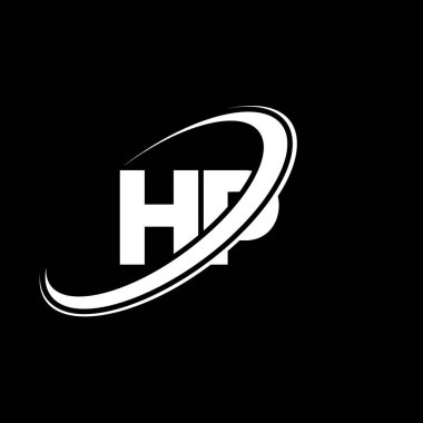 HP H P harfi logo tasarımı. İlk harf HP bağlı daire büyük harfli monogram logo kırmızı ve mavi. HP logosu, H P tasarımı. hp, h p, H & P