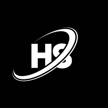 HS H harfi logo tasarımı. İlk harf HS bağlı daire büyük harfli monogram logo kırmızı ve mavi. HS logosu, H S tasarımı. Hs, h