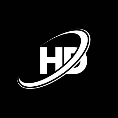 Yüksek çözünürlüklü logo tasarımı. İlk harf HD bağlı daire büyük harfli monogram logo kırmızı ve mavi. Yüksek çözünürlüklü logo, HD tasarım. HD, D