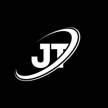 JT J T harf logosu tasarımı. İlk harf JT bağlı daire büyük harf monogram logosu kırmızı ve mavi. JT logosu, J T tasarımı. jt, jt