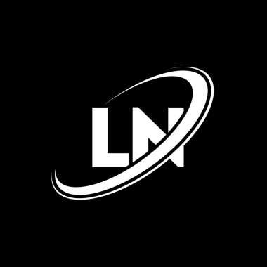 LN L N harfi logo tasarımı. İlk harf LN bağlantılı daire büyük harfli monogram logo kırmızı ve mavi. LN logosu, L N tasarımı. İçeri.