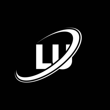 LU L U harfi logo tasarımı. İlk harf LU bağlı daire büyük harfli monogram logo beyaz renk. LU logosu, L U tasarımı. lu, ben...