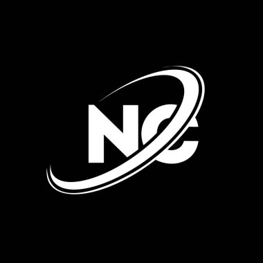 NC N C harfi logo tasarımı. İlk harf NC bağlı daire büyük harfli monogram logo kırmızı ve mavi. NC logosu, N C tasarımı. nc, n c