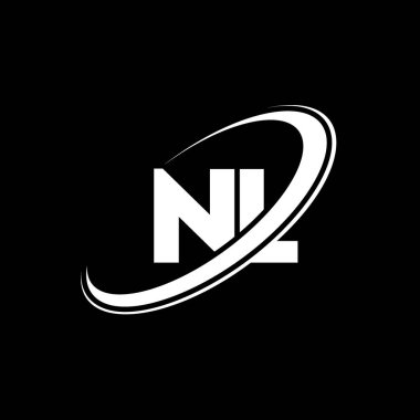 NL N L harfi logo tasarımı. İlk harf NL bağlı daire büyük harf monogram logosu kırmızı ve mavi. NL logosu, N L tasarımı. Hayır, hayır.