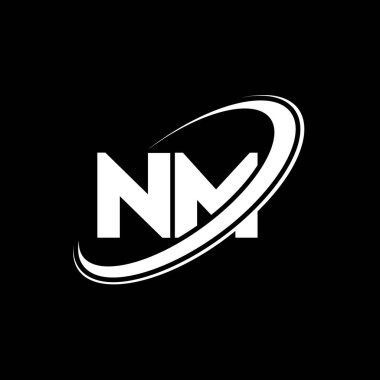 NM N M harfi logo tasarımı. İlk harf NM bağlı daire büyük harfli monogram logo kırmızı ve mavi. NM logosu, N M tasarımı. Hayır, hayır.